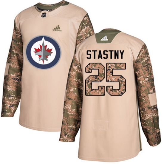 Men's Adidas Winnipeg Jets #25 Paul Stastny Authentic Camo Veterans Day Practice NHL Jersey - Ujersey