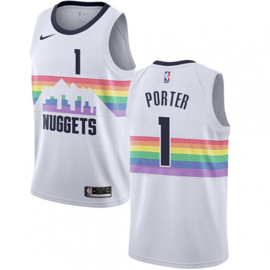 Men's Nike Denver Nuggets #1 Michael Porter Swingman White NBA Jersey - City Edition - Ujersey