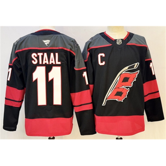 Men's Carolina Hurricanes #11 Jordan Staal Black 2024-25 With C Stitched Hockey Jersey - Ujersey