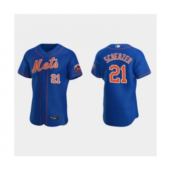 Men's New York Mets #21 Max Scherzer Royal Flex Base Stitched Jersey - Ujersey