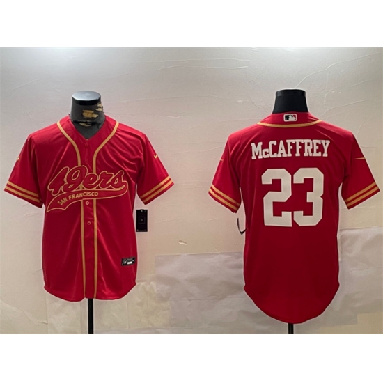 Men's San Francisco 49ers #23 Christian McCaffrey Red Cool Base Stitched Baseball Jersey - Ujersey