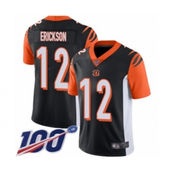 Men's Cincinnati Bengals #12 Alex Erickson Black Team Color Vapor Untouchable Limited Player 100th Season Football Jersey - Ujersey