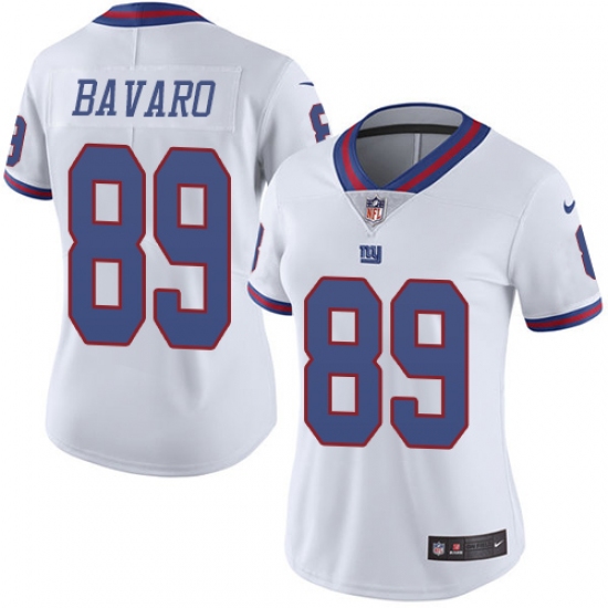 Women's Nike New York Giants #89 Mark Bavaro Limited White Rush Vapor Untouchable NFL Jersey
