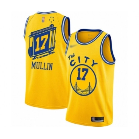 Men's Golden State Warriors #17 Chris Mullin Authentic Gold Hardwood Classics Basketball Jersey - The City Classic Edition - Ujersey