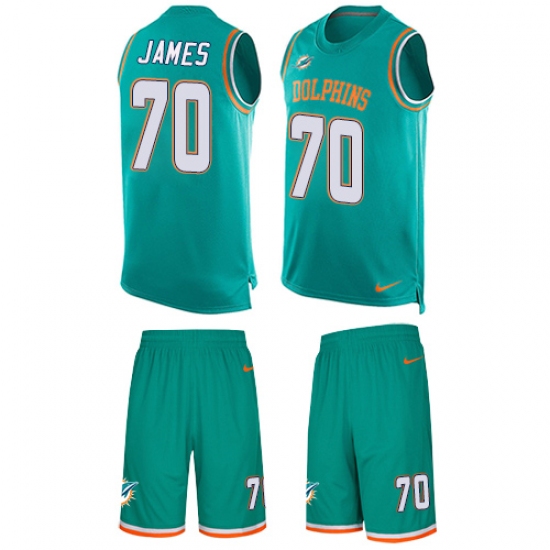 Men's Nike Miami Dolphins #70 Ja'Wuan James Limited Aqua Green Tank Top Suit NFL Jersey - Ujersey