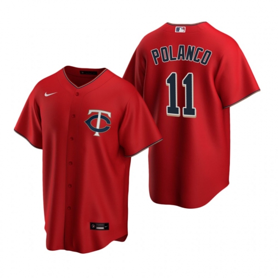 Men's Nike Minnesota Twins #11 Jorge Polanco Red Alternate Stitched Baseball Jersey - Ujersey