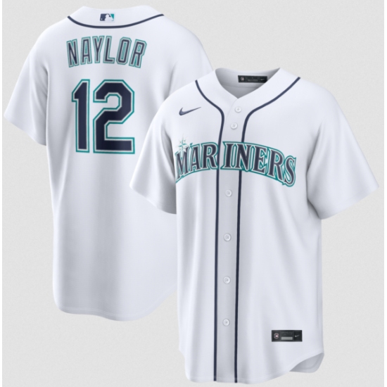 Men's Seattle Mariners #12 Josh Naylor White Cool Base Limited Stitched jersey - Ujersey