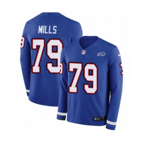 Youth Nike Buffalo Bills #79 Jordan Mills Limited Royal Blue Therma Long Sleeve NFL Jersey - Ujersey