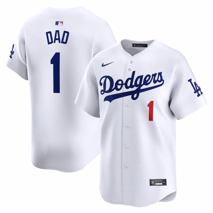 Men's Los Angeles Dodgers Nike White #1 Dad Home Limited Jersey - Ujersey NHL