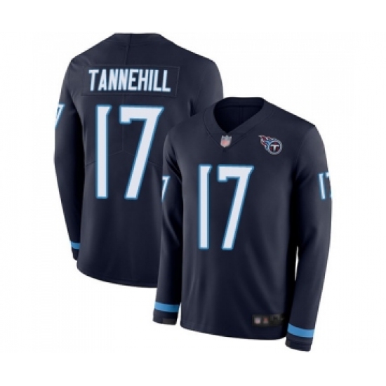 Youth Tennessee Titans #17 Ryan Tannehill Limited Navy Blue Therma Long Sleeve Football Jersey - Ujersey
