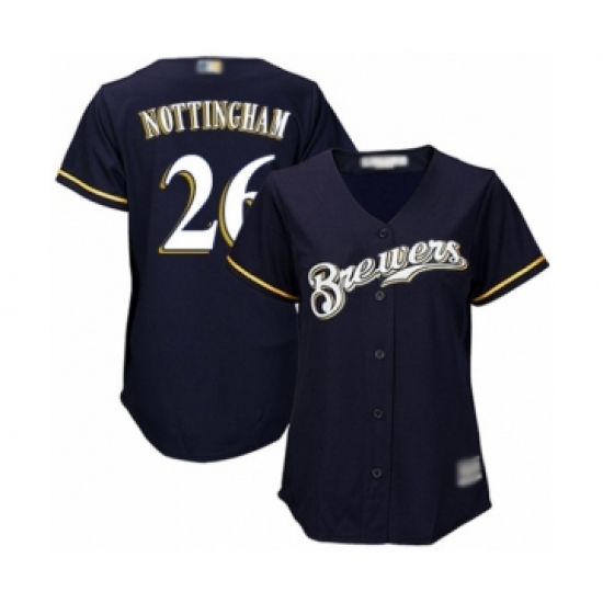 Women's Milwaukee Brewers #26 Jacob Nottingham Authentic Navy Blue Alternate Cool Base Baseball Player Jersey - Ujersey