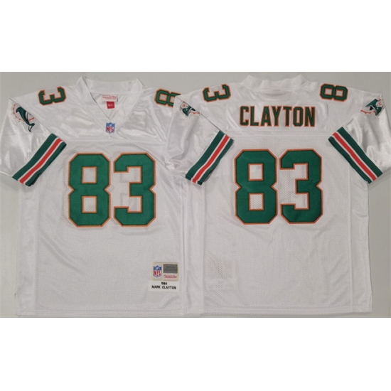 Men's Miami Dolphins #83 Mark Clayton White Throwback Stitched Football Jersey - Ujersey