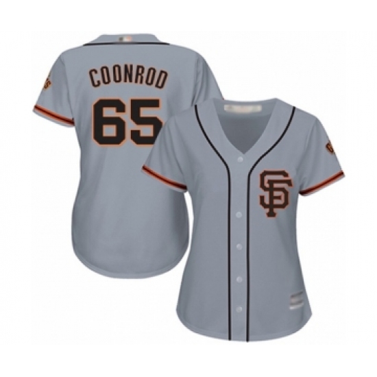 Women's San Francisco Giants #65 Sam Coonrod Authentic Grey Road 2 Cool Base Baseball Player Jersey - Ujersey