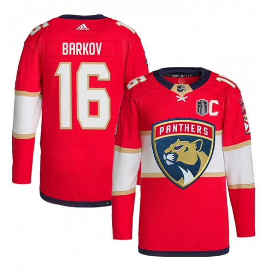 Men's Florida Panthers #16 Aleksander Barkov Red 2024 Stanley Cup Final Stitched Jersey - Ujersey