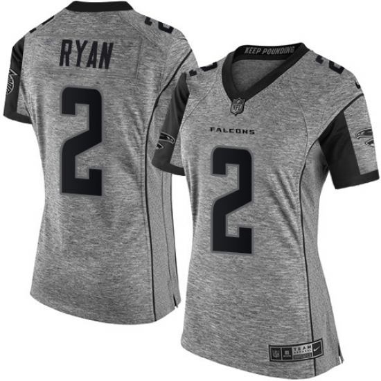Women's Nike Atlanta Falcons #2 Matt Ryan Limited Gray Gridiron NFL Jersey - Ujersey