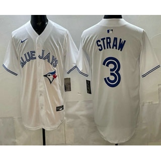 Men's Toronto Blue Jays #3 Myles Straw White Limited Jersey - Ujersey