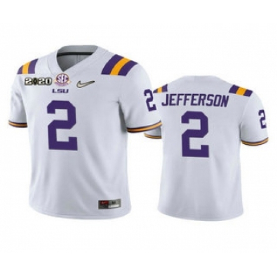 Youth LSU Tigers #2 Justin Jefferson White 2020 National Championship Game Jersey - Ujersey