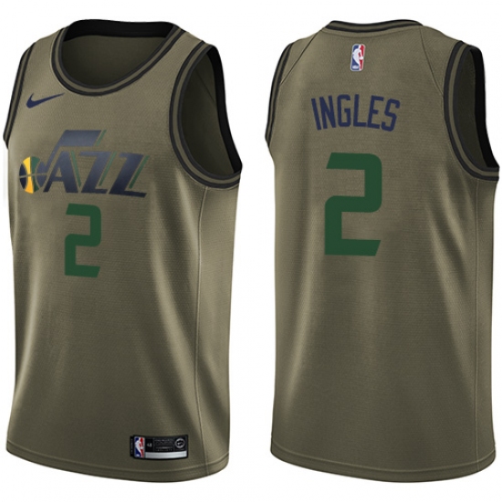 Men's Nike Utah Jazz #2 Joe Ingles Green Salute to Service NBA Swingman Jersey - Ujersey