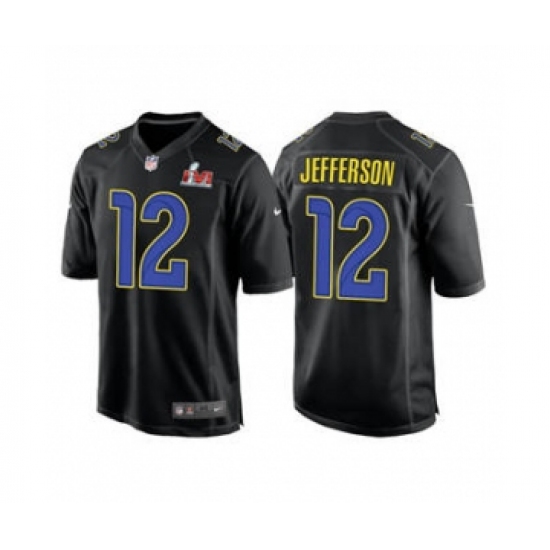 Men's Los Angeles Rams #12 Van Jefferson Black 2022 Super Bowl LVI Game Stitched Jersey - Ujersey