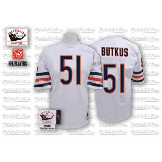 Mitchell and Ness Chicago Bears #51 Dick Butkus White Authentic Throwback NFL Jersey - Ujersey