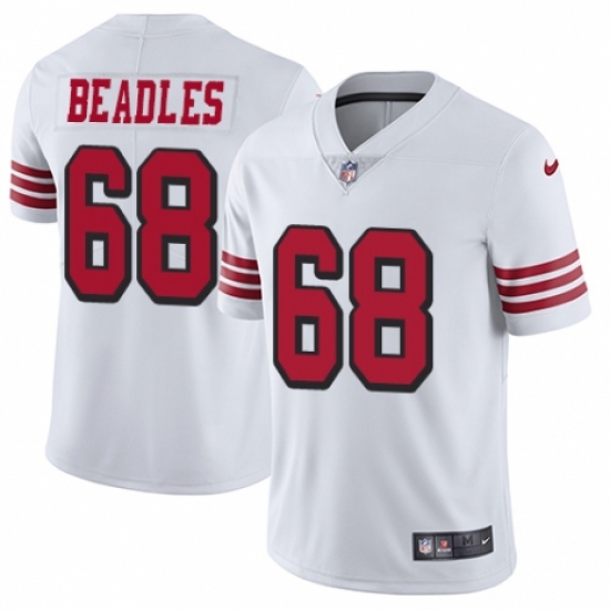 Men's Nike San Francisco 49ers #68 Zane Beadles Elite White Rush Vapor Untouchable NFL Jersey - Ujersey