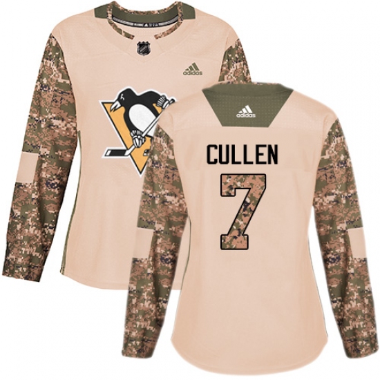 Women's Adidas Pittsburgh Penguins #7 Matt Cullen Authentic Camo Veterans Day Practice NHL Jersey - Ujersey