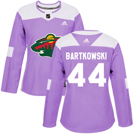 Women's Adidas Minnesota Wild #44 Matt Bartkowski Authentic Purple Fights Cancer Practice NHL Jersey - Ujersey