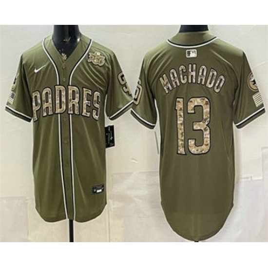 Men's San Diego Padres #13 Manny Machado Olive 2026 Armed Forces Day Jersey - Ujersey