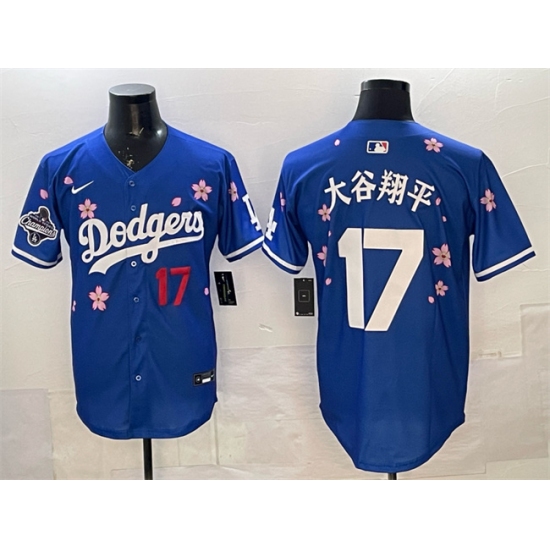 Men's Los Angeles Dodgers #17 大谷翔平 Royal 2025 World Series Champions Tokyo Series Limited Stitched Baseball Jersey - Ujersey