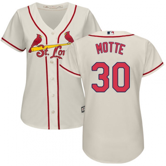 Women's Majestic St. Louis Cardinals #30 Jason Motte Authentic Cream Alternate Cool Base MLB Jersey - Ujersey