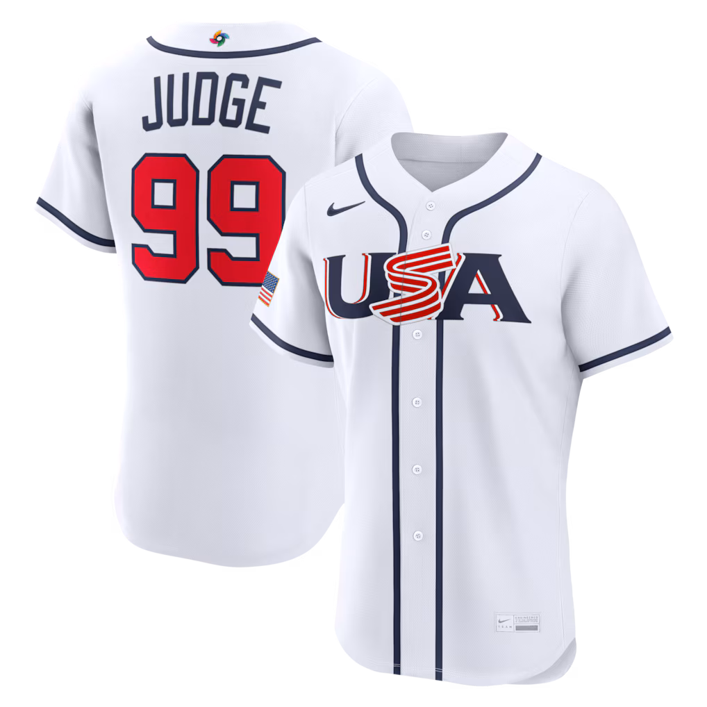 Men's USA Baseball Aaron Judge Nike White 2026 World Baseball Classic Home Authentic Jersey