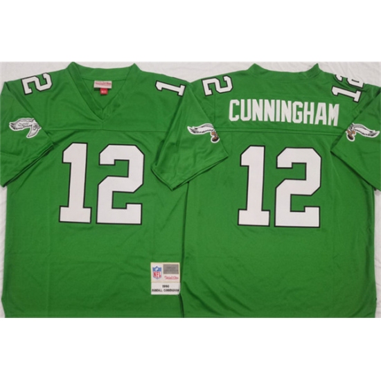 Men's Philadelphia Eagles #12 Randall Cunningham Kelly Green Throwback Football Stitched Jersey - Ujersey