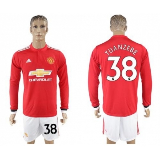 Manchester United #38 Tuanzebe Red Home Long Sleeves Soccer Club Jersey