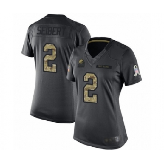 Women's Cleveland Browns #2 Austin Seibert Limited Black 2016 Salute to Service Football Jersey - Ujersey