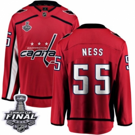 Men's Washington Capitals #55 Aaron Ness Fanatics Branded Red Home Breakaway 2018 Stanley Cup Final NHL Jersey - Ujersey