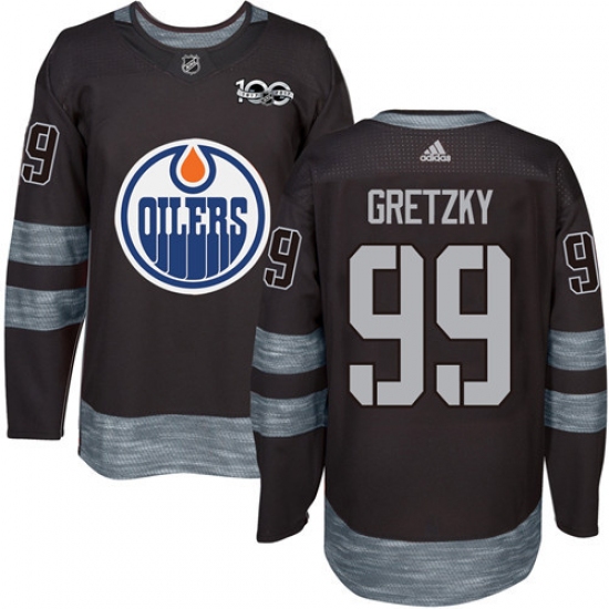 Men's Adidas Edmonton Oilers #99 Wayne Gretzky Authentic Black 1917-2017 100th Anniversary NHL Jersey - Ujersey