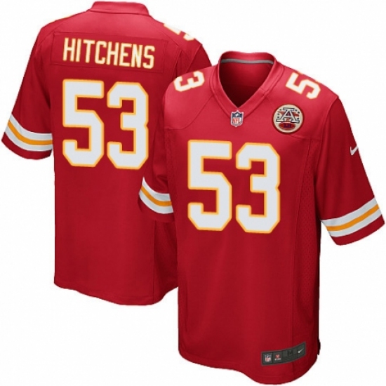 Men's Nike Kansas City Chiefs #53 Anthony Hitchens Game Red Team Color NFL Jersey - Ujersey