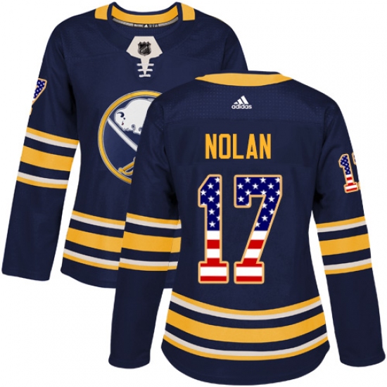 Women's Adidas Buffalo Sabres #17 Jordan Nolan Authentic Navy Blue USA Flag Fashion NHL Jersey - Ujersey