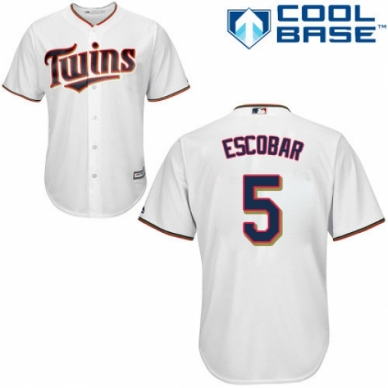 Youth Majestic Minnesota Twins #5 Eduardo Escobar Authentic White Home Cool Base MLB Jersey - Ujersey