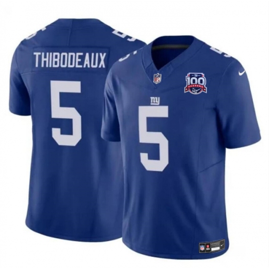 Men's New York Giants #5 Kayvon Thibodeaux Blue 2024 F.U.S.E. 100TH Season Vapor Untouchable Limited Stitched Jersey