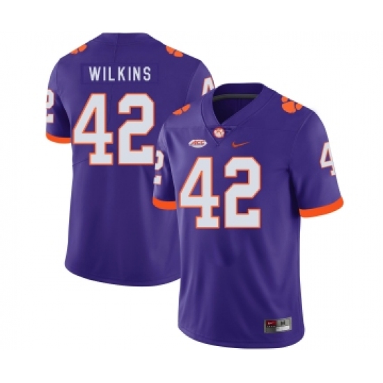 Clemson Tigers 42 Christian Wilkins Purple Nike College Football Jersey - Ujersey