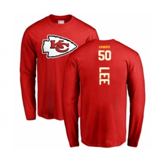 Football Kansas City Chiefs #50 Darron Lee Red Backer Long Sleeve T-Shirt - Ujersey