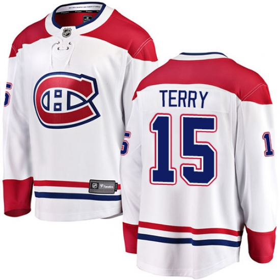 Youth Montreal Canadiens #15 Chris Terry Authentic White Away Fanatics Branded Breakaway NHL Jersey - Ujersey