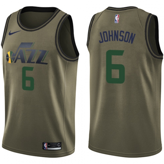 Men's Nike Utah Jazz #6 Joe Johnson Green Salute to Service NBA Swingman Jersey - Ujersey