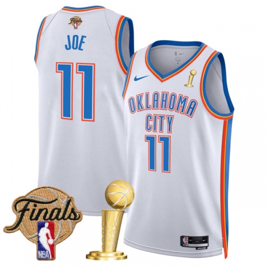 Men's Oklahoma City Thunder #11 Isaiah Joe White 2025 Finals And Finals Champions Association Edition Stitched Basketball Jersey - Ujersey