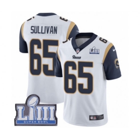 Men's Nike Los Angeles Rams #65 John Sullivan White Vapor Untouchable Limited Player Super Bowl LIII Bound NFL Jersey - Ujersey