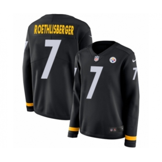 Women's Nike Pittsburgh Steelers #7 Ben Roethlisberger Limited Black Therma Long Sleeve NFL Jersey - Ujersey