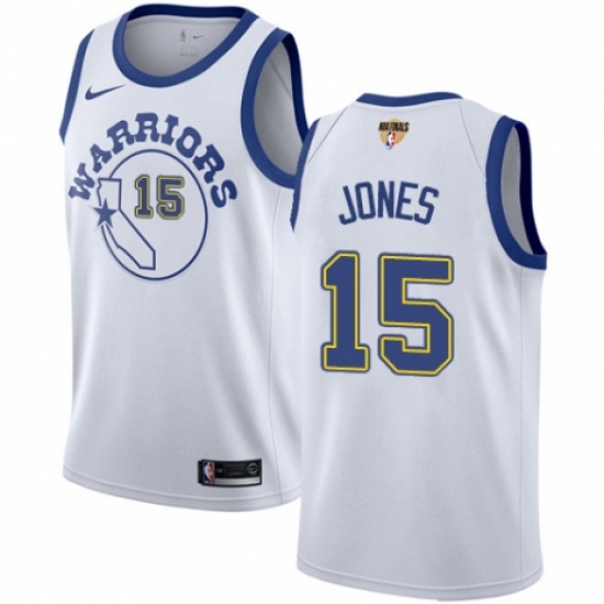 Women's Nike Golden State Warriors #15 Damian Jones Authentic White Hardwood Classics 2018 NBA Finals Bound NBA Jersey - Ujersey
