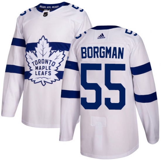 Men's Adidas Toronto Maple Leafs #55 Andreas Borgman Authentic White 2018 Stadium Series NHL Jersey - Ujersey