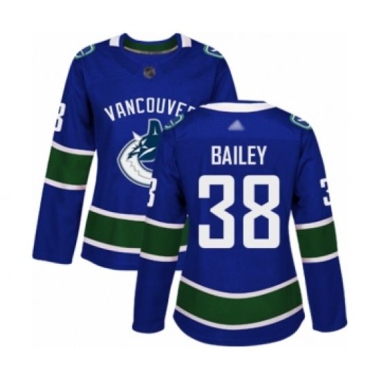 Women's Vancouver Canucks #38 Justin Bailey Authentic Blue Home Hockey Jersey - Ujersey
